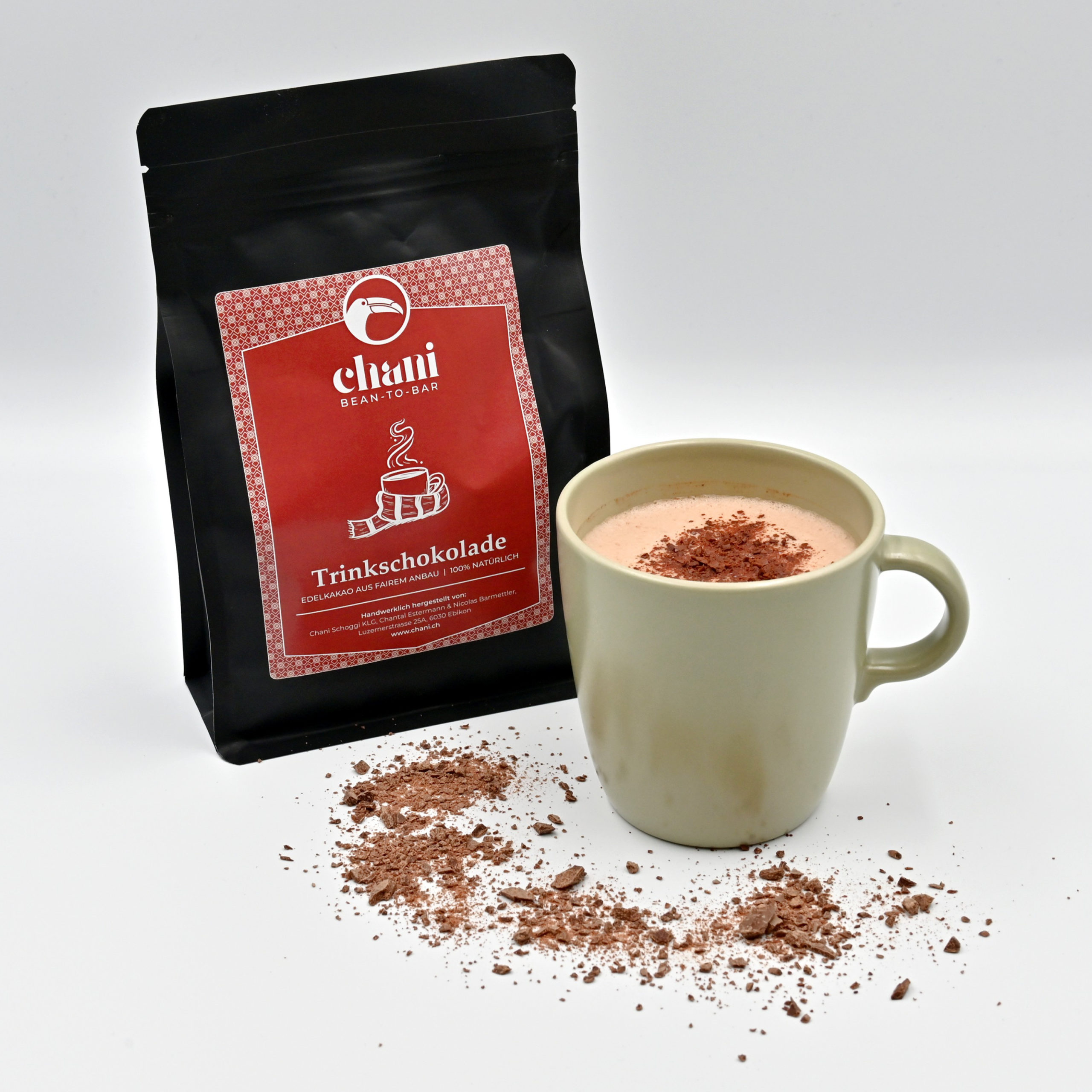 Schokoladenspäne zur Herstellung von Trinkschokolade bzw. Heisser Schoggi | Schokoladenmanufaktur Chani Schoggi aus Ebikon