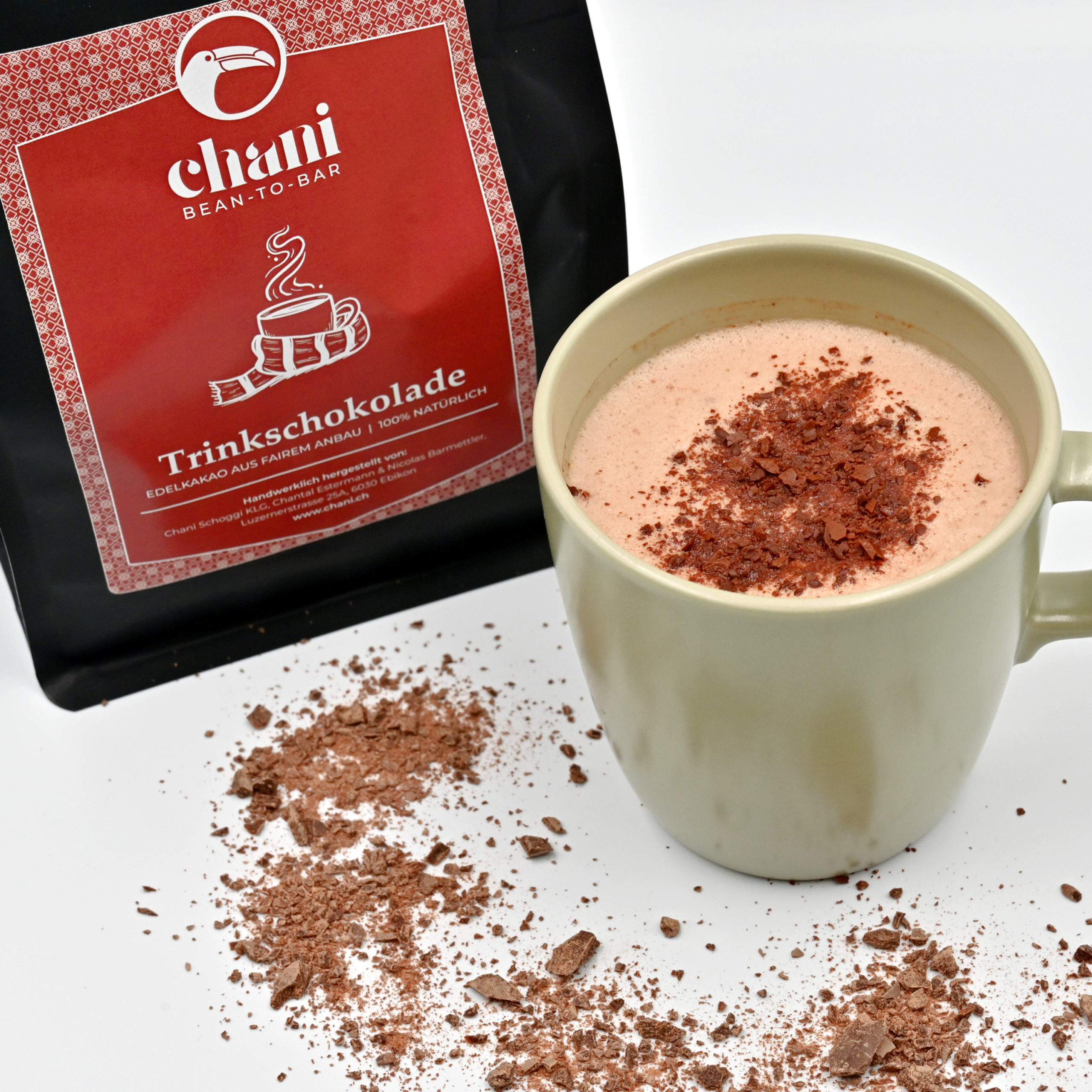 Trinkschokolade «XMAS» (200g) | Chani Schoggi Schokoladenspäne zur Herstellung von Trinkschokolade bzw. Heisser Schoggi | Schokoladenmanufaktur Chani Schoggi aus Ebikon