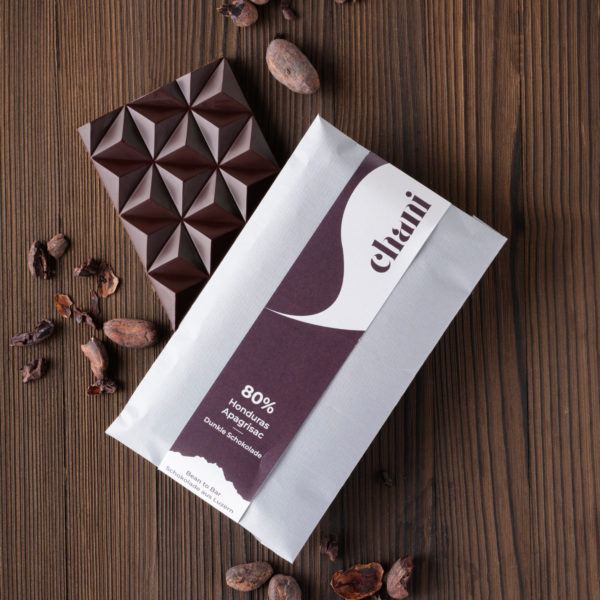 Dunkle Schokolade Honduras 80% mit Rohrohrzucker von Chani Schoggi - Bean to Bar Schokolade aus Luzern